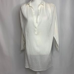 J Crew White Tunic Blouse Size Small 100% Cotton